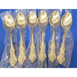 6 - RSVP Flatware RXV2 Gold Electroplate Floral Scrolls Indonesia SOUP SPOONS
